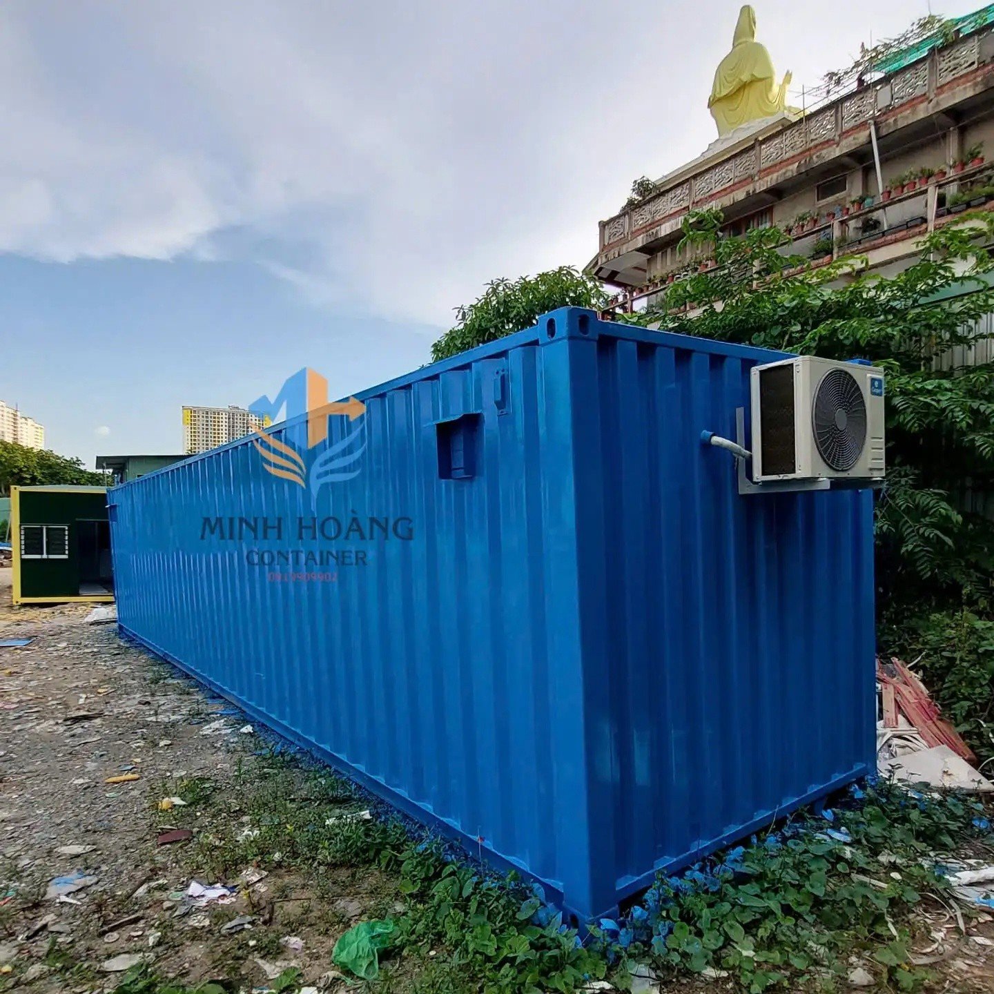 Container Văn Phòng 40 Feet Xanh Dương Dạng Ống